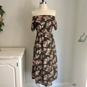 Amuse Society “Sweeter Than You” black floral midi dress, S
